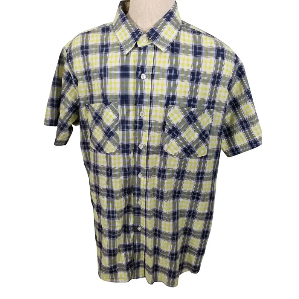 Carhartt Men's Button Front Gray, White & Yellow Plaid Shirt Size XL 11021-0322
